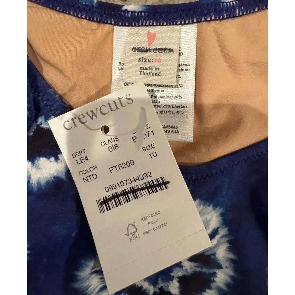 J.Crew crewcuts tie dye Girls' tie-shoulder Swim Top with UPF‎ 50+ sz 10